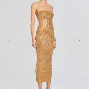 Retrofête Boa Dress in Iridescent Gold – Size L (New with Tags)